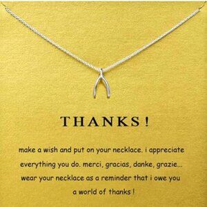 Wishbone Necklace – “Thanks!” Gratitude-Inspired Gift Jewelry Friendship Minimal